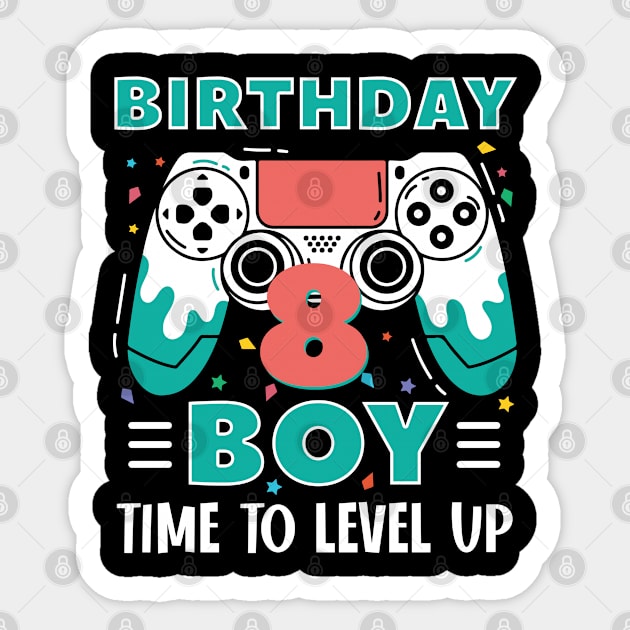 8th Birthday Boy Gamer Funny B-day Gift For Boys kids toddlers Sticker by tearbytea